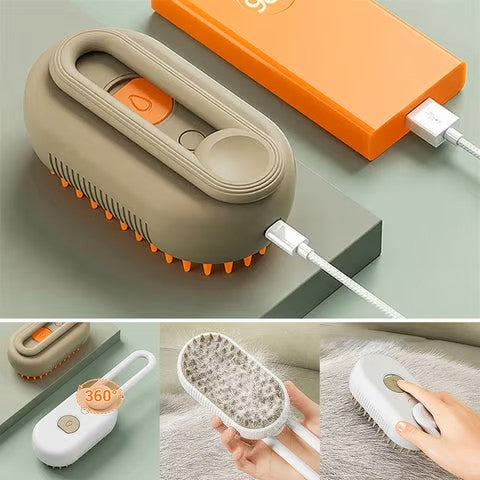 New Pet Spray Comb for Cats and Dogs Pet Electric Spray Hair Removal Comb One Key Spray Anti-Flying Massage Brush, Clean Massage